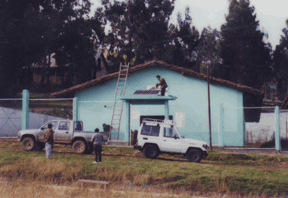 The solar panels go up